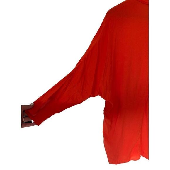 NWT NEW TopShop Petite Tie Waist 3/4 Sleeve Solid Vibrant Orange Tunic Size 0 - Picture 8 of 11